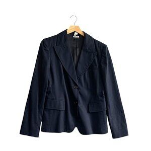 Miu Miu Navy Blue Cotton Blazer Jacket,‎ Size 46 Italy/US 10/M